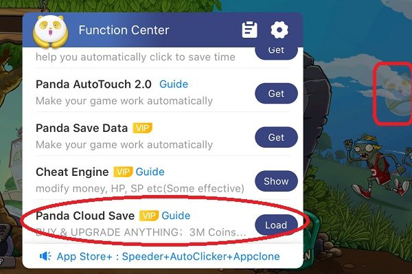 Tap on Panda icon then load Cloud Save